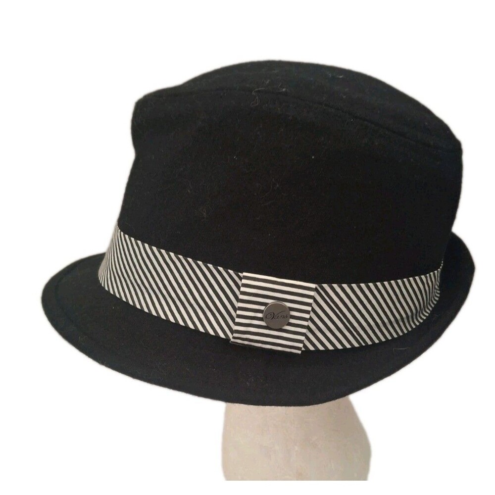 Vans Off The Wall OTW Premium Headwear Fedora Hat Skate M/L Black White Wool